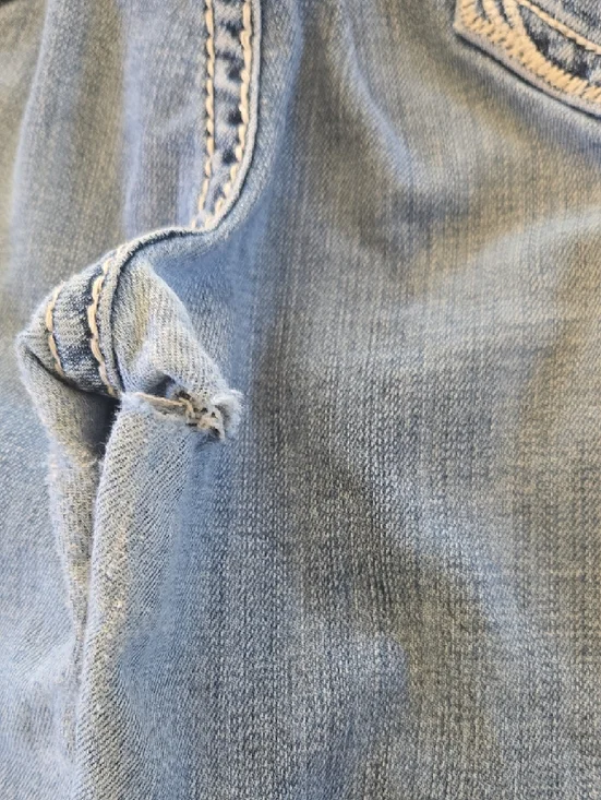 Rock & Roll Denim Light Blue Boot Cut Jeans with Embroidered Pockets - Picture 4 of 16